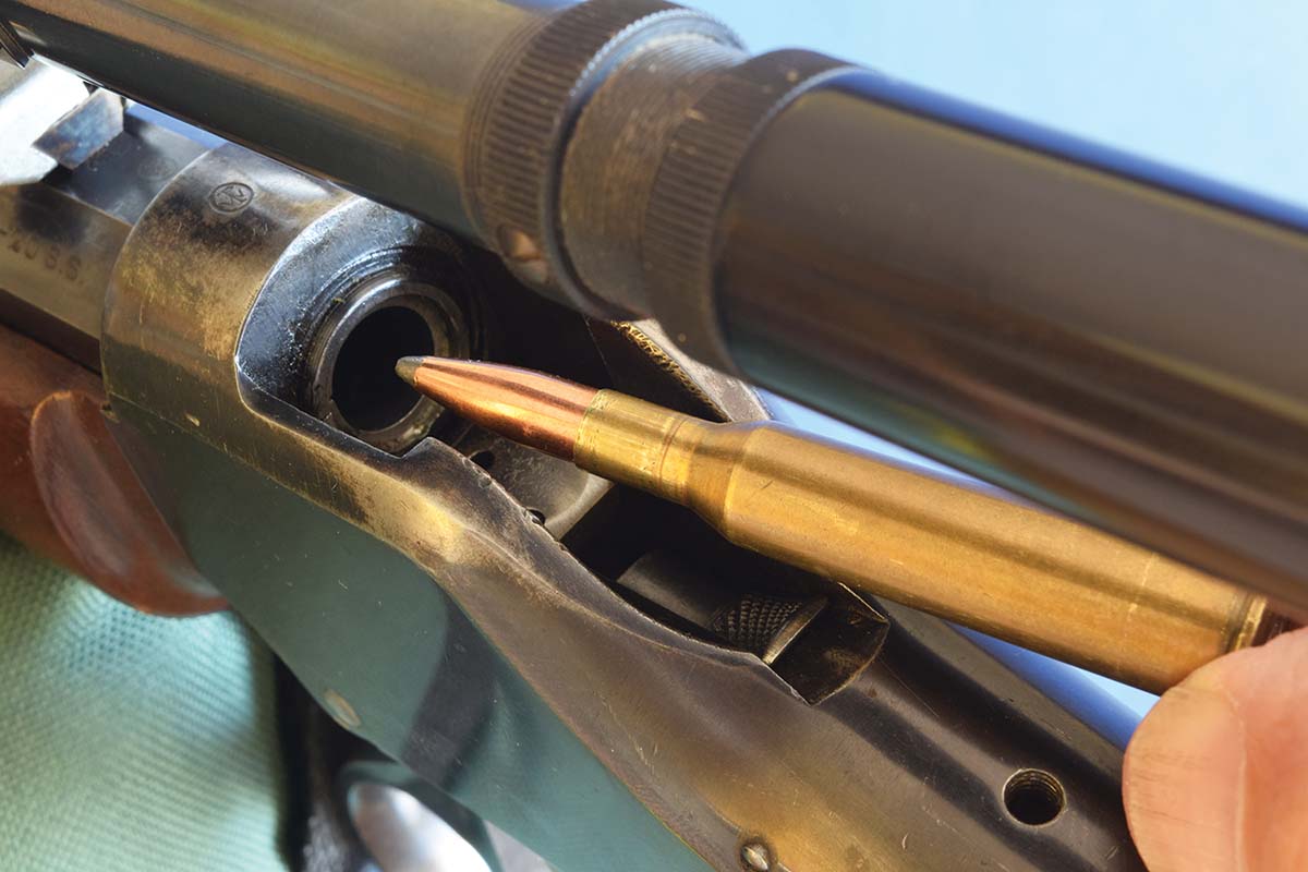 The rimmed 25 Krag (below right) is an ideal cartridge for Winchester’s dropping-block High Wall 1885.